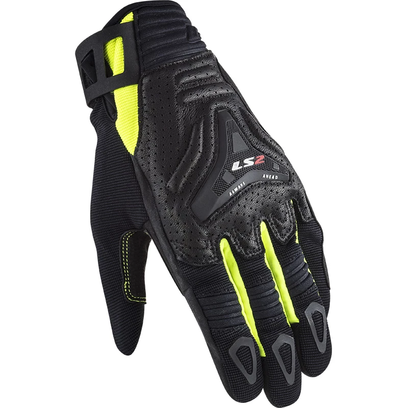 Promo ⭐ Racing Ls2 All Terrain Gloves Black Hv Yellow ✔️