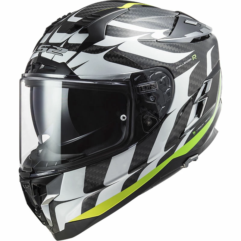 Hot Sale 🎉 Fiber Ls2 Ff327 Challenger Carbon Flames Helmet White ⭐
