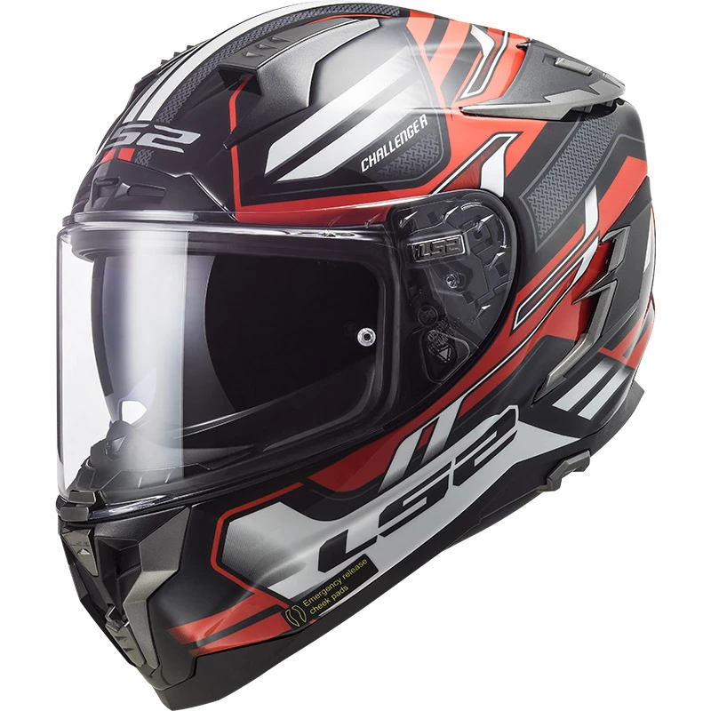 Best Pirce ❤️ Fiber Ls2 Ff327 Challenger Spin Helmet Black Red 🎁