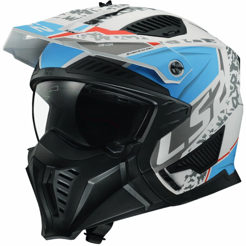 Promo โญ Removable Chin Ls2 Ff606 Drifter Devor Helmet White Matt Blue ๐