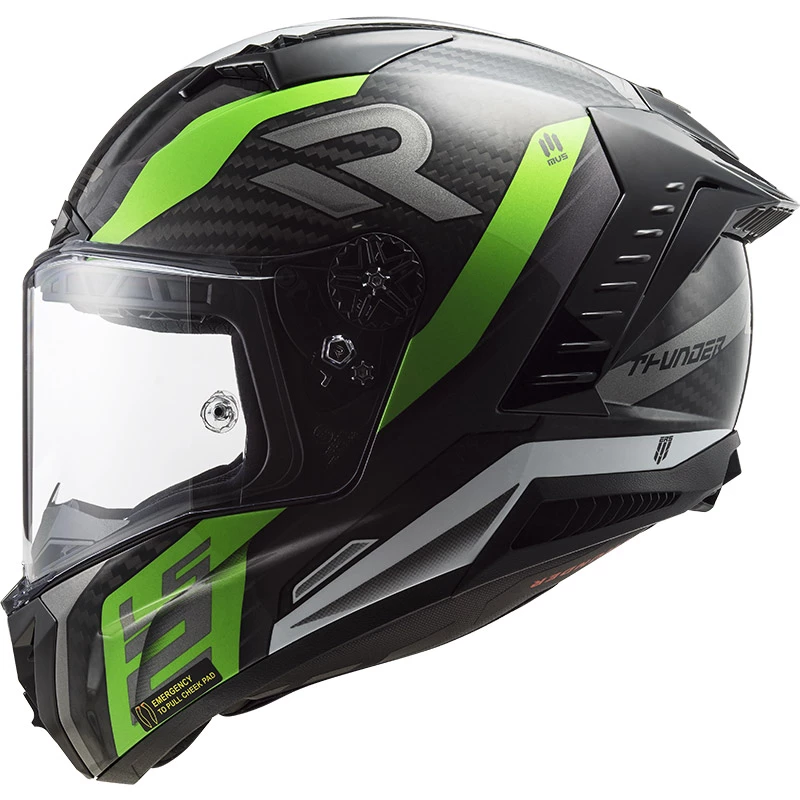 Hot Sale π Fiber Ls2 Ff805 Thunder Carbon Supra Helmet Green White β - Image 3