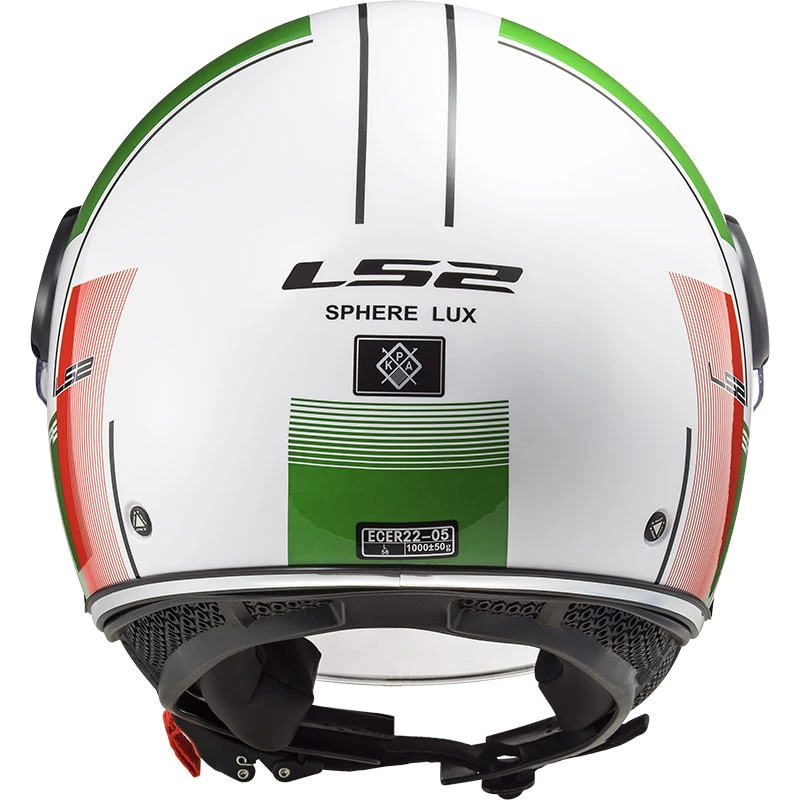 Best Sale 😉 Plastic Ls2 Sphere Lux Of558 Firm Helmet White Green Red ⭐ - Image 4