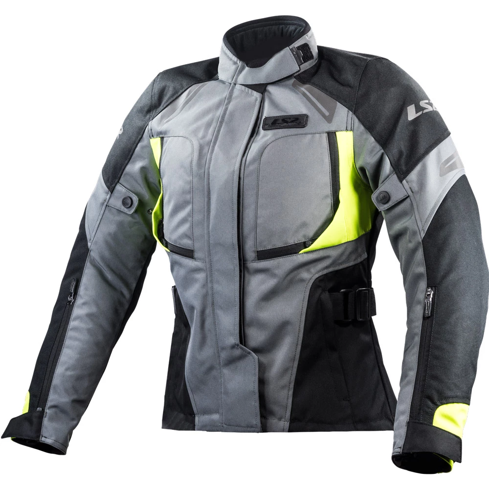 Promo 🤩 Textile Ls2 Phase Lady Jacket Grey Fluo Yellow 😍