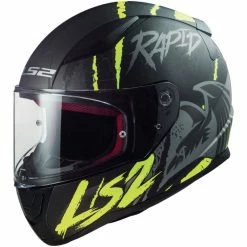 Flash Sale 🌟 Plastic Ls2 Ff353 Rapid Raven Helmet Black Matt Yellow ⭐