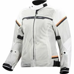 Budget 🎉 Ventilated Ls2 Riva Lady Jacket Light Grey Hv Orange 💯