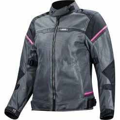 Promo 😀 Ventilated Ls2 Riva Lady Jacket Black Dark Grey Pink 🌟