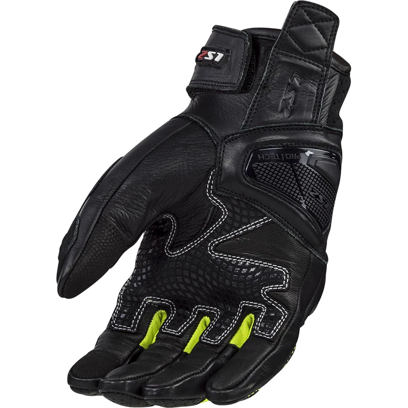 Best deal ⌛ Summer Ls2 Spark 2 Leather Gloves Black Hv Yellow ✨ - Image 2