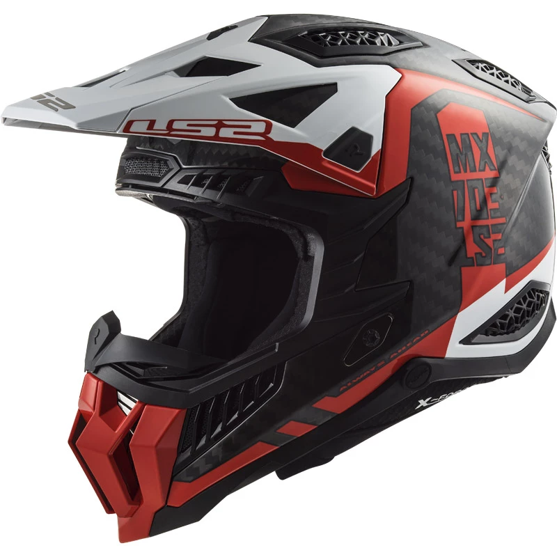 Promo 🌟 Fiber Ls2 Mx703 X-force Victory Helmet Red White 🛒